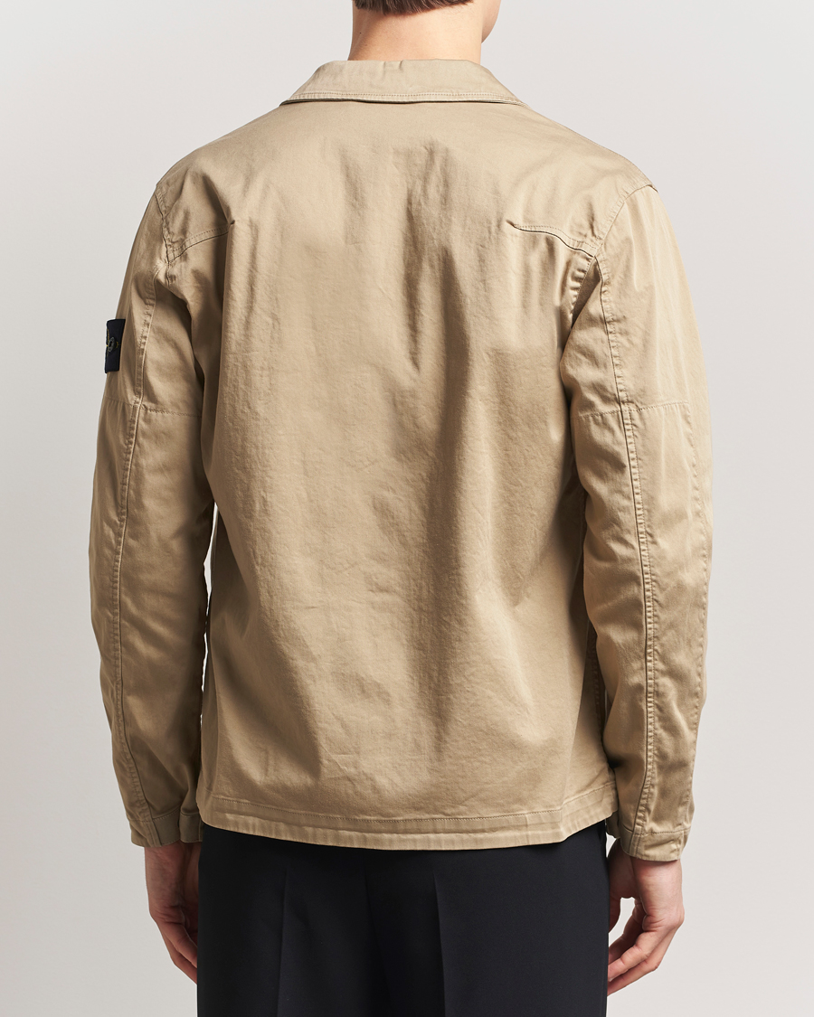 Hombres | Camisas | Stone Island | Cotton Stretch Zip Overshirt Biscuit
