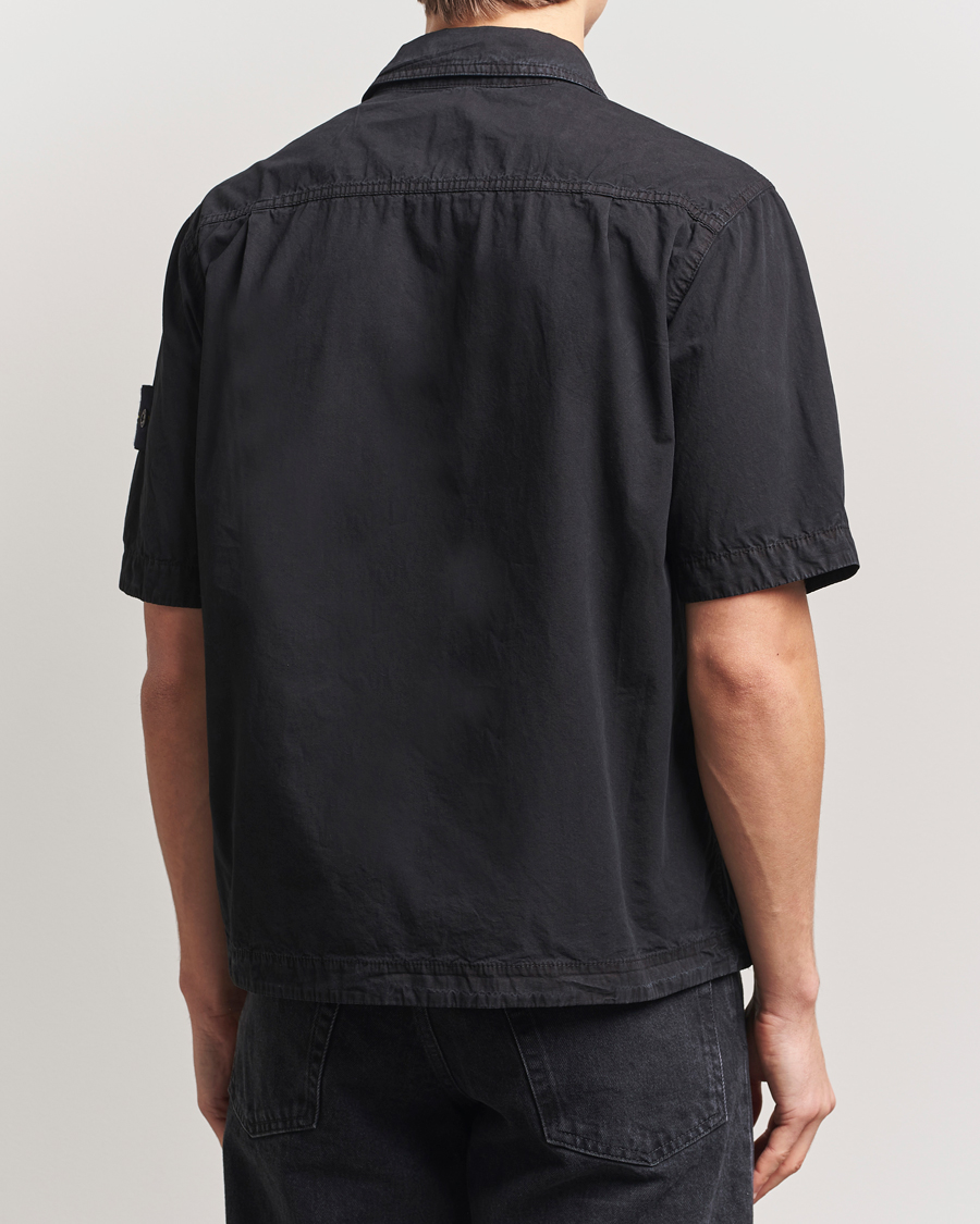Hombres | Camisas | Stone Island | Cotton Canvas Old Effect Short Sleeve Shirt Black