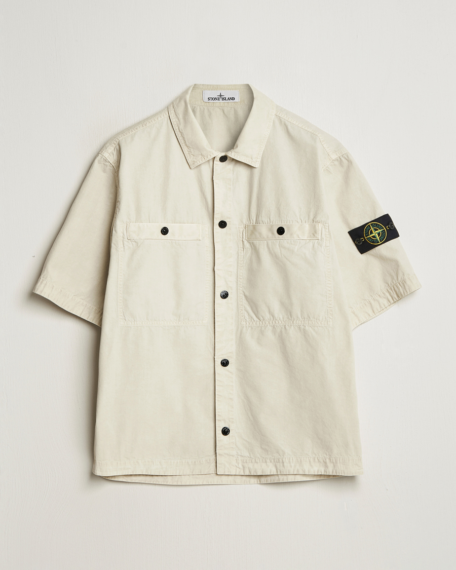 Hombres | Camisas | Stone Island | Cotton Canvas Old Effect Short Sleeve Shirt Sand