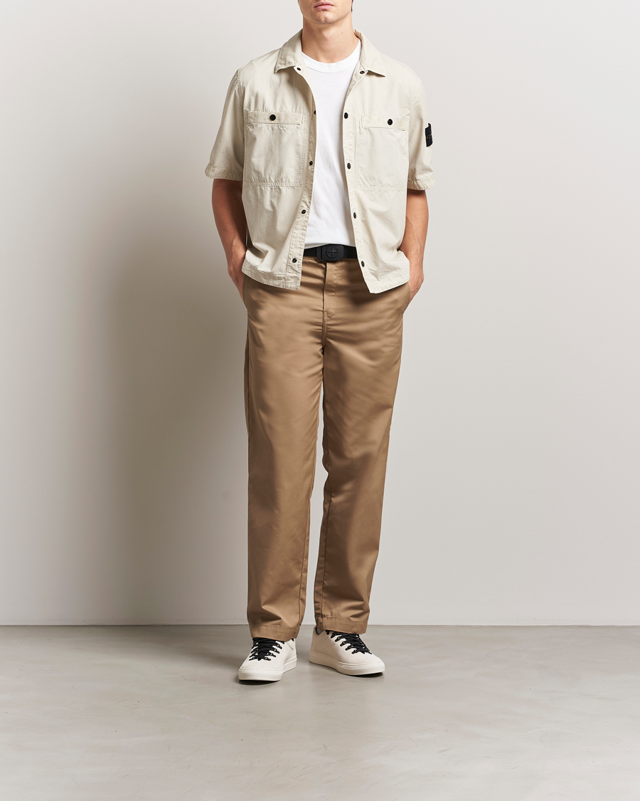 Hombres | Camisas | Stone Island | Cotton Canvas Old Effect Short Sleeve Shirt Sand