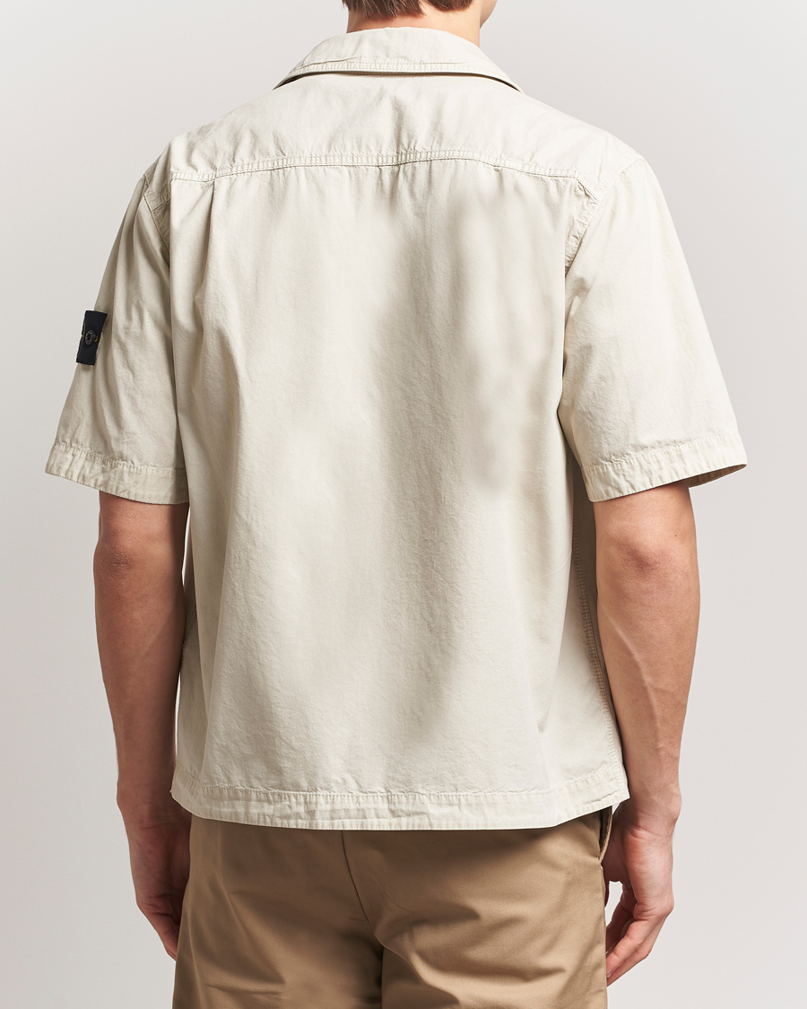 Hombres | Camisas | Stone Island | Cotton Canvas Old Effect Short Sleeve Shirt Sand