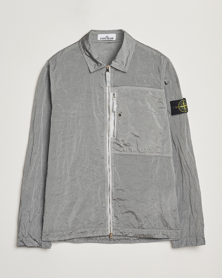 Hombres | Camisas | Stone Island | Nylon Metal Zip Overshirt Pearl Grey
