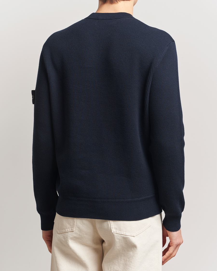 Hombres | Jerséis y prendas de punto | Stone Island | Ribbed Soft Organic Cotton Crewneck Navy Blue