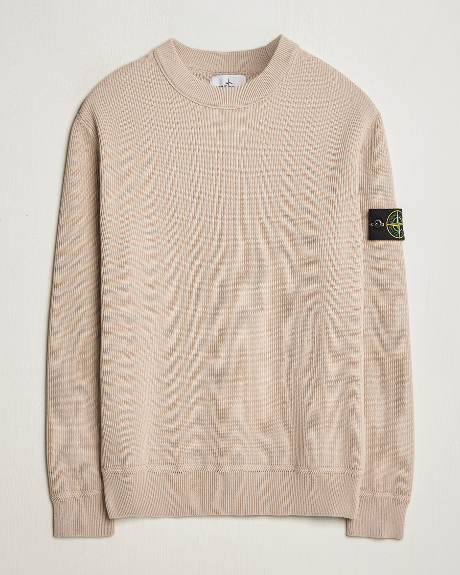 Hombres | Jerséis y prendas de punto | Stone Island | Ribbed Soft Organic Cotton Crewneck Desert