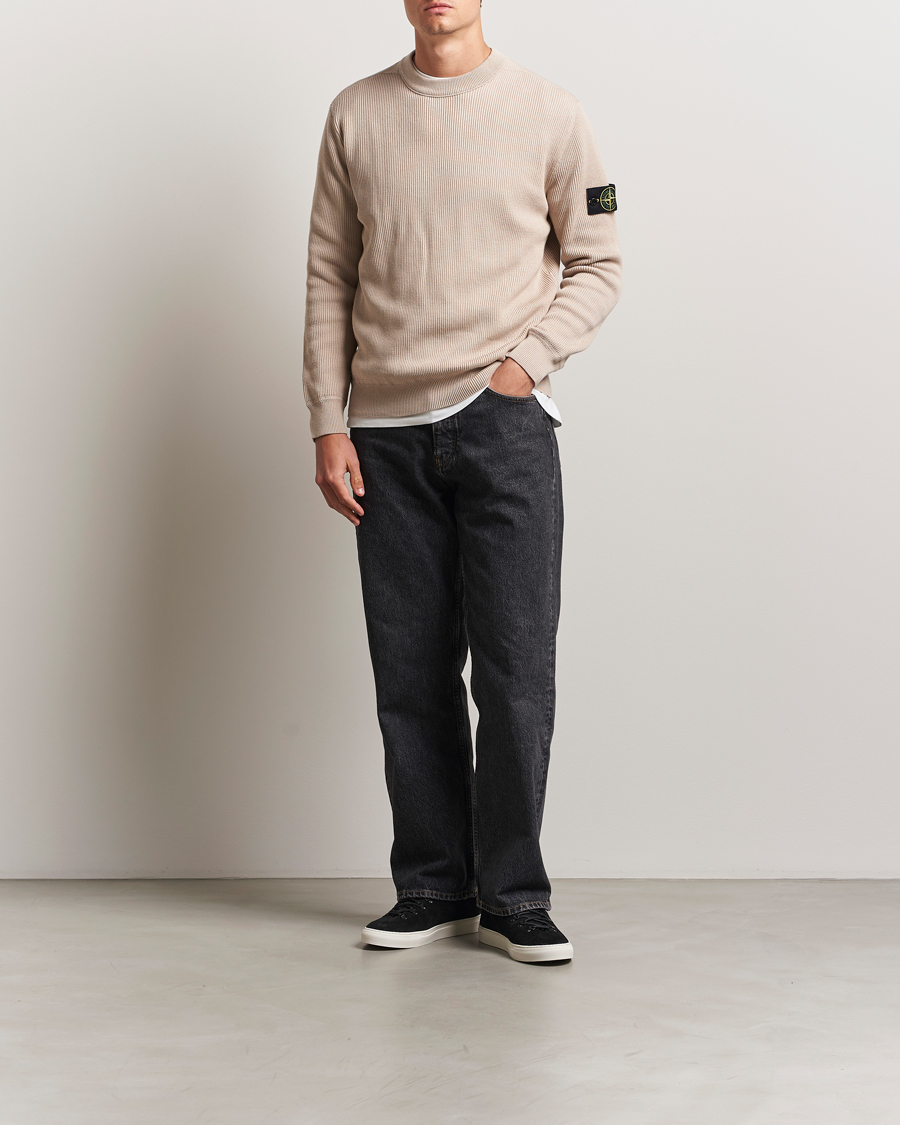 Hombres | Jerséis y prendas de punto | Stone Island | Ribbed Soft Organic Cotton Crewneck Desert