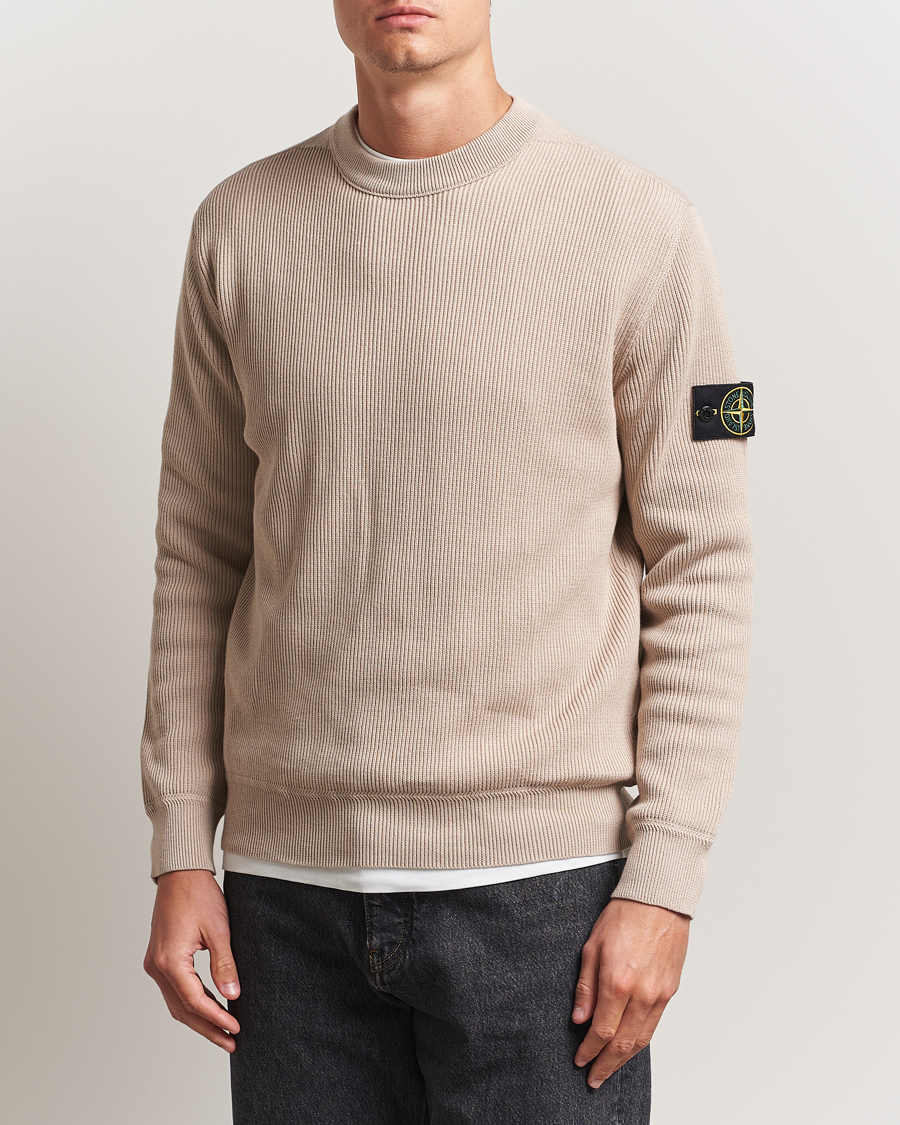 Hombres | Jerséis y prendas de punto | Stone Island | Ribbed Soft Organic Cotton Crewneck Desert