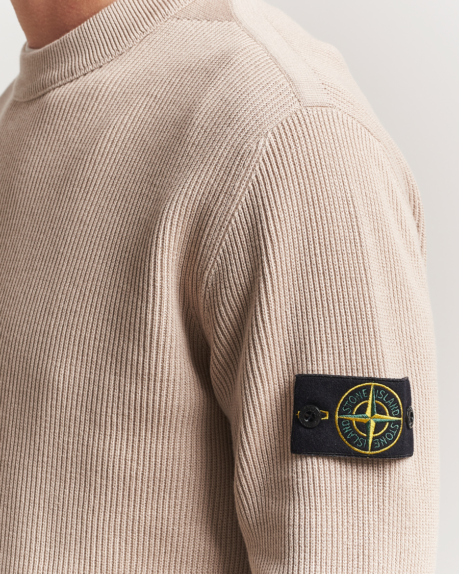Hombres | Jerséis y prendas de punto | Stone Island | Ribbed Soft Organic Cotton Crewneck Desert