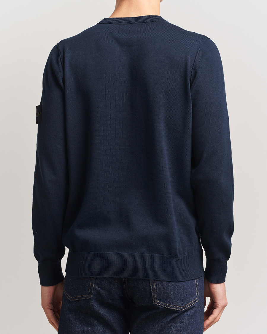 Hombres | Jerséis y prendas de punto | Stone Island | Soft Organic Cotton Crew Neck Navy Blue