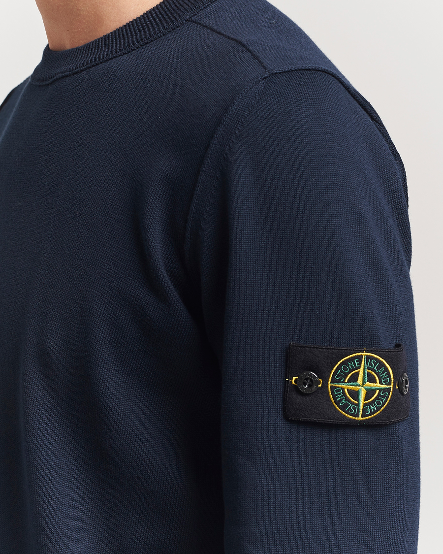 Hombres | Jerséis y prendas de punto | Stone Island | Soft Organic Cotton Crew Neck Navy Blue