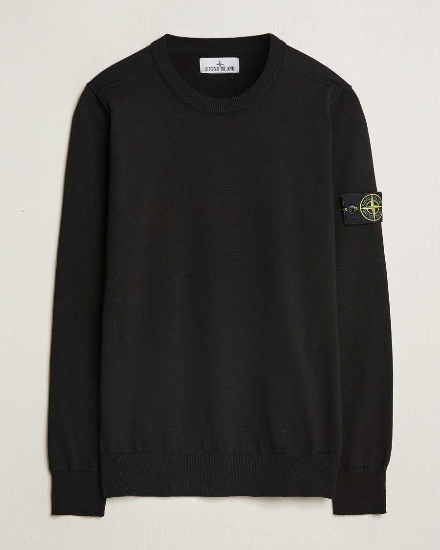 Hombres | Jerséis y prendas de punto | Stone Island | Soft Organic Cotton Crew Neck Black