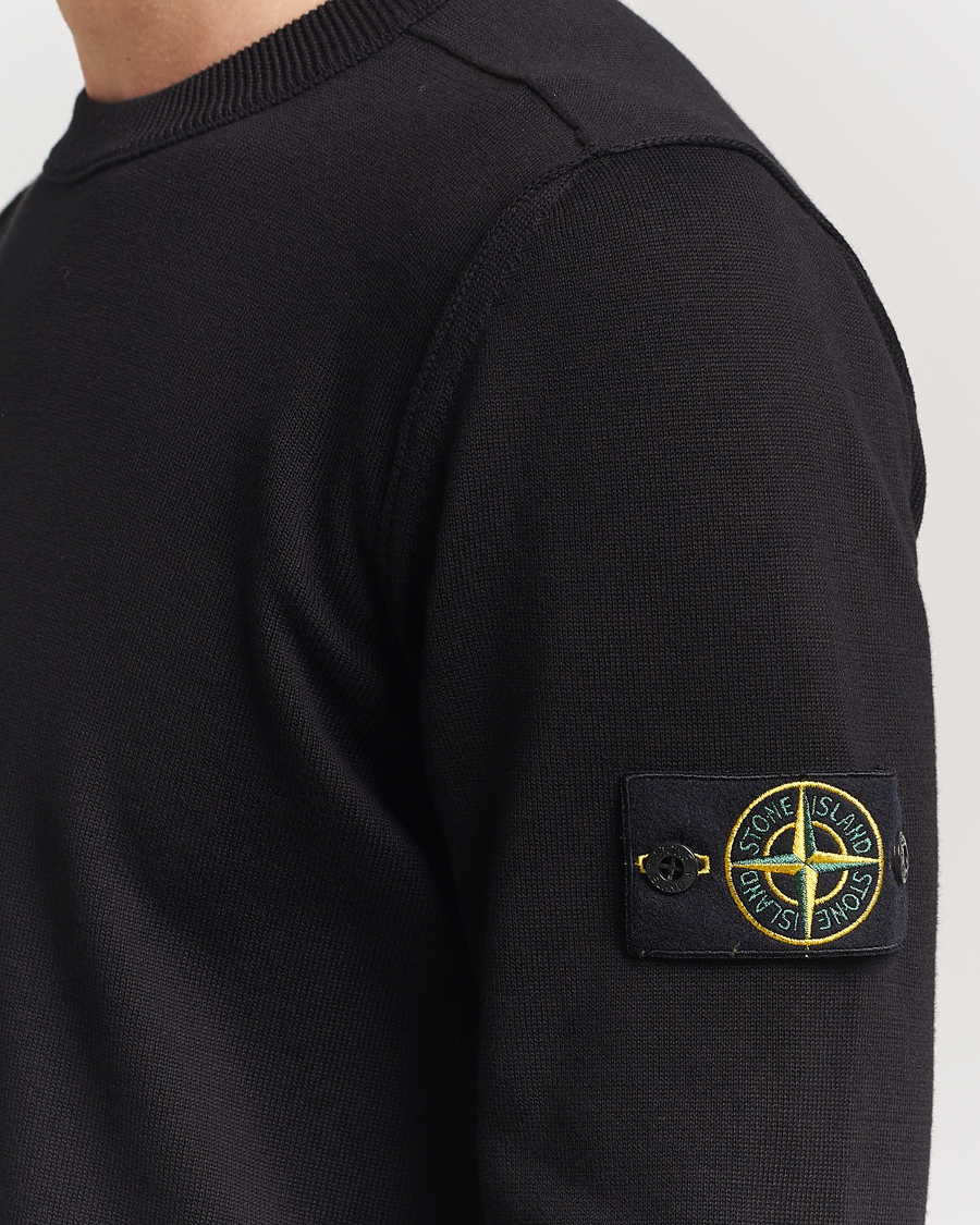 Hombres | Jerséis y prendas de punto | Stone Island | Soft Organic Cotton Crew Neck Black