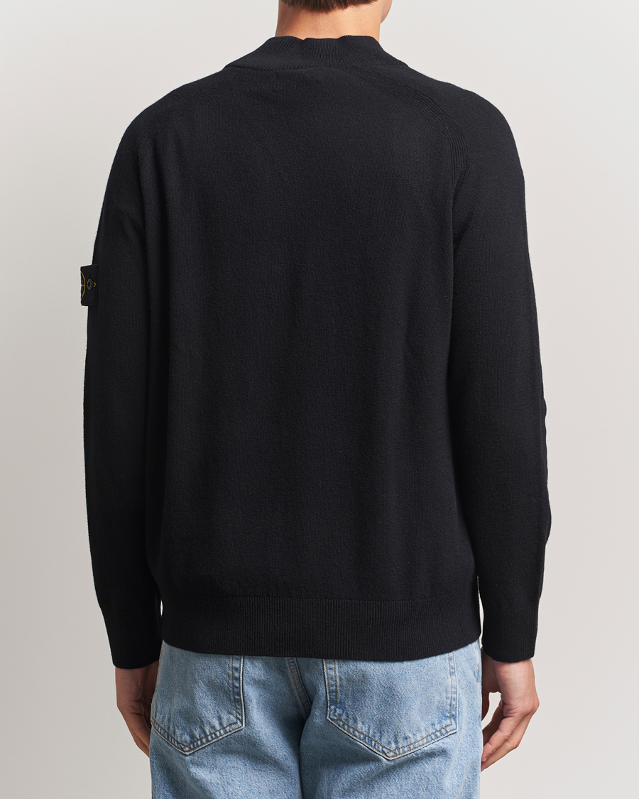 Hombres | Jerséis y prendas de punto | Stone Island | Knitted Geelong Wool Half Button Zip Black