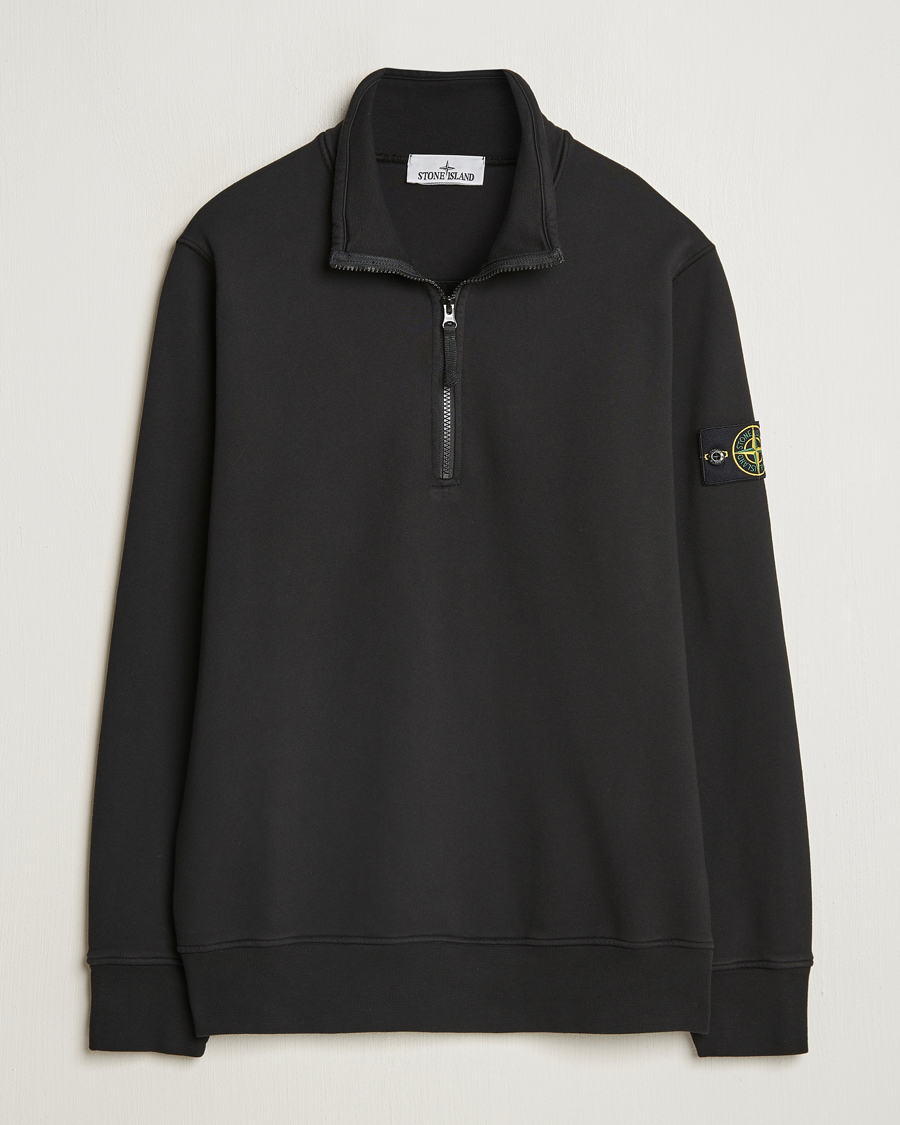 Hombres | Jerséis y prendas de punto | Stone Island | Garment Dyed Fleece Half Zip Black