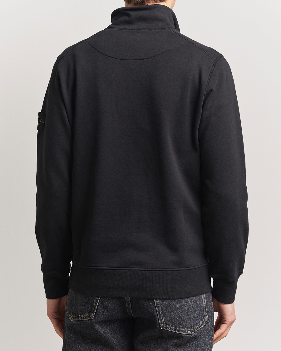 Hombres | Jerséis y prendas de punto | Stone Island | Garment Dyed Fleece Half Zip Black