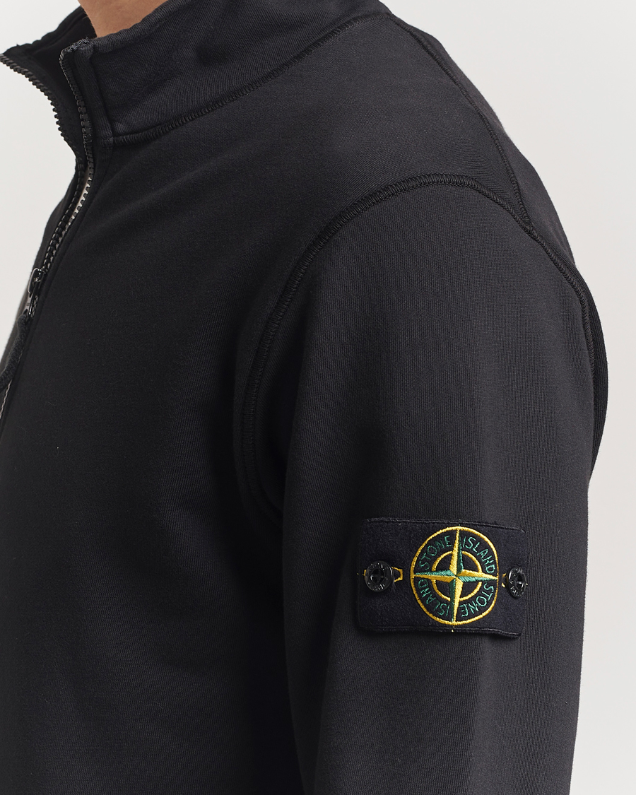 Hombres | Jerséis y prendas de punto | Stone Island | Garment Dyed Fleece Half Zip Black