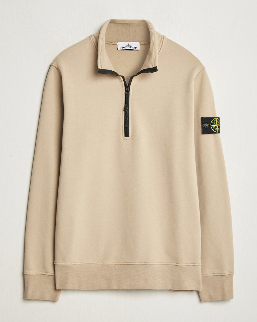 Hombres | Jerséis y prendas de punto | Stone Island | Garment Dyed Fleece Half Zip Desert