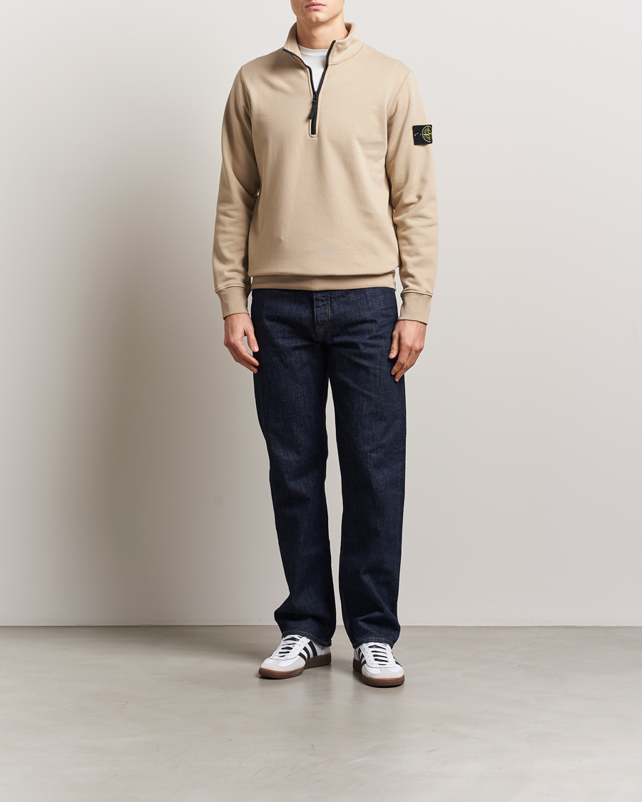 Hombres | Jerséis y prendas de punto | Stone Island | Garment Dyed Fleece Half Zip Desert