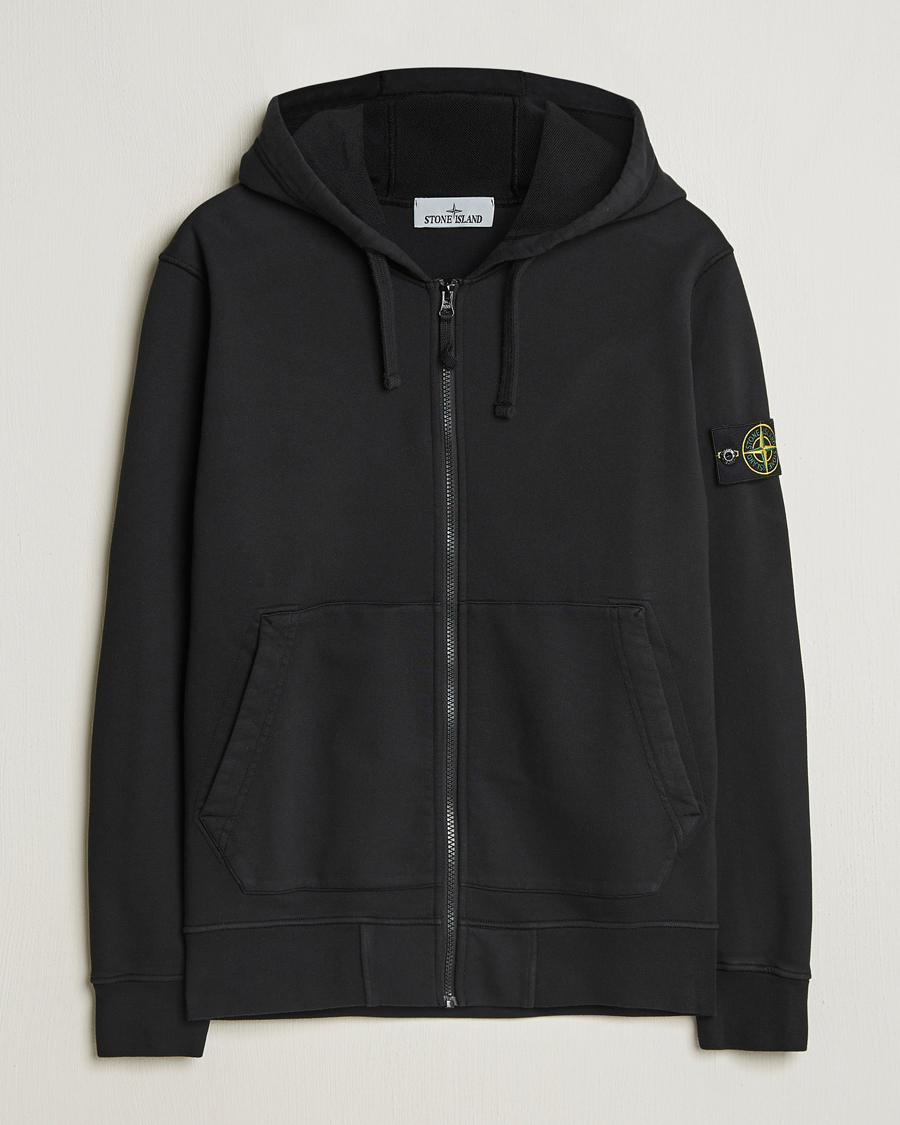 Hombres | Jerséis y prendas de punto | Stone Island | Garment Dyed Fleece Full Zip Hood Black