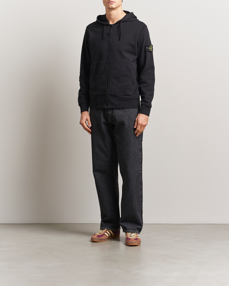 Hombres | Jerséis y prendas de punto | Stone Island | Garment Dyed Fleece Full Zip Hood Black