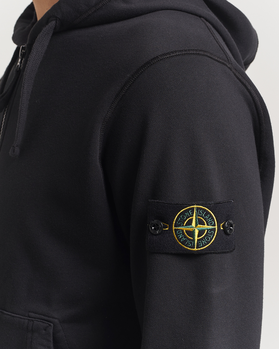 Hombres | Jerséis y prendas de punto | Stone Island | Garment Dyed Fleece Full Zip Hood Black