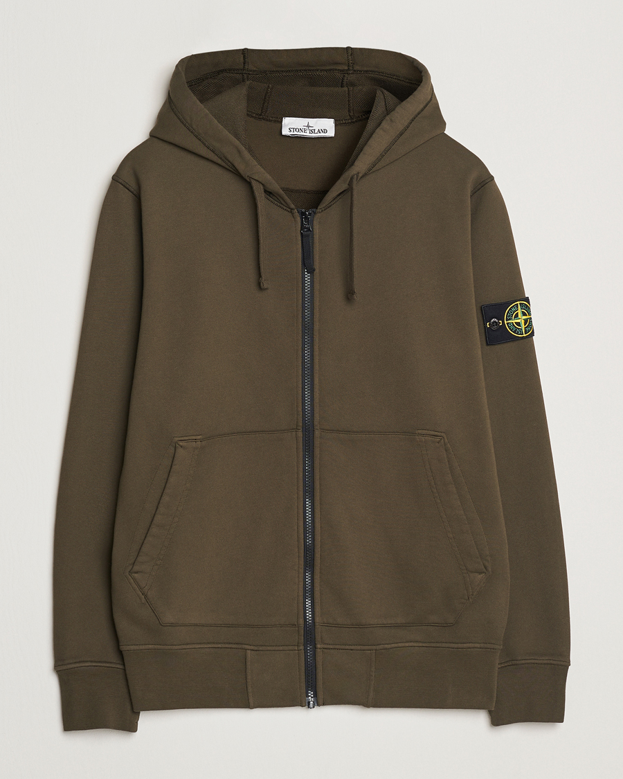 Hombres | Jerséis y prendas de punto | Stone Island | Garment Dyed Fleece Full Zip Hood Military Green