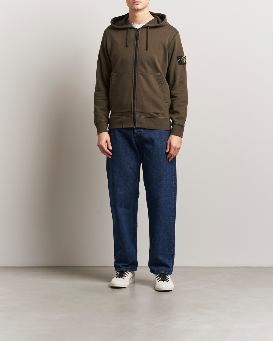Hombres | Jerséis y prendas de punto | Stone Island | Garment Dyed Fleece Full Zip Hood Military Green