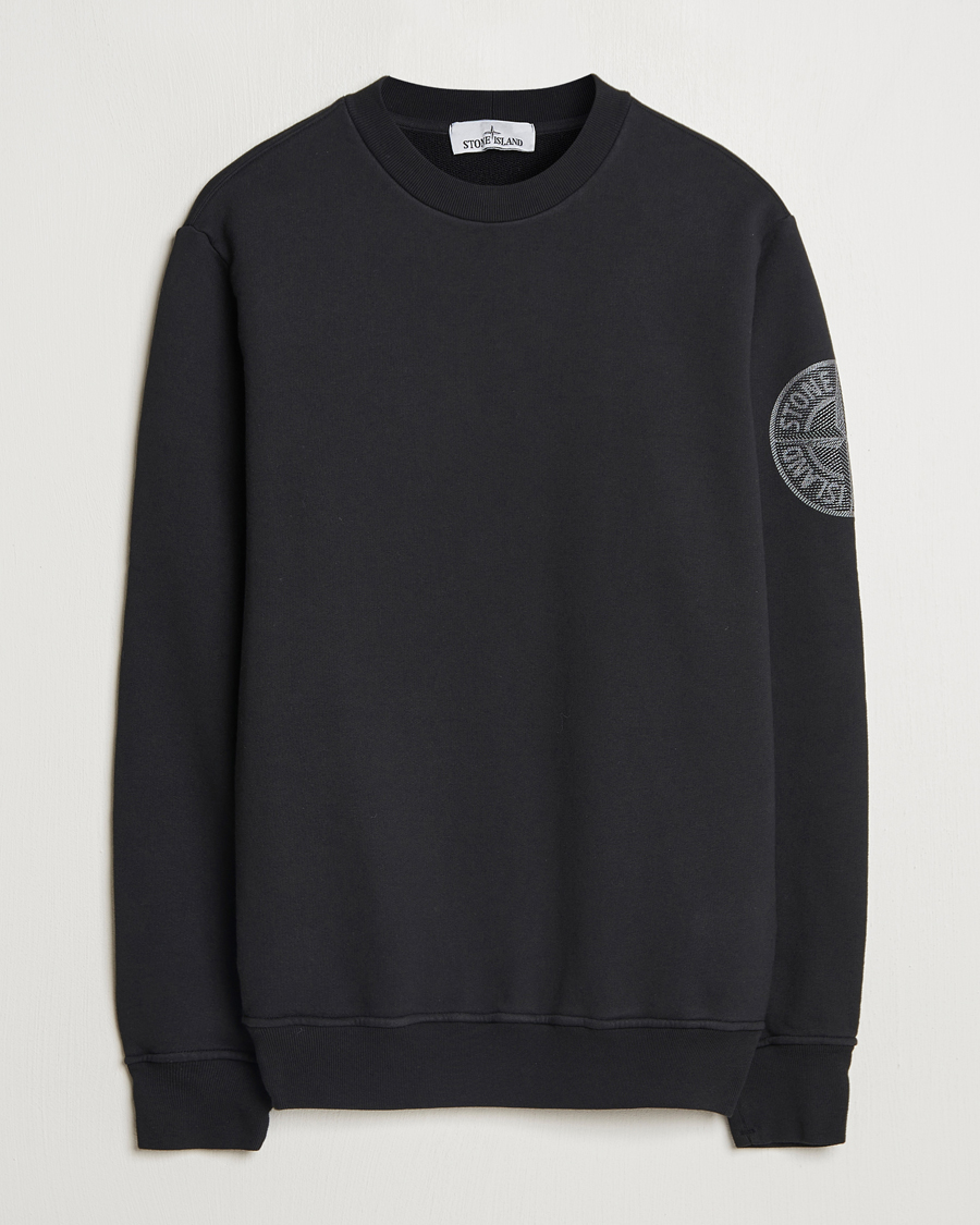 Hombres | Jerséis y prendas de punto | Stone Island | Garment Dyed Fleece Sleeve Logo Sweatshirt Black