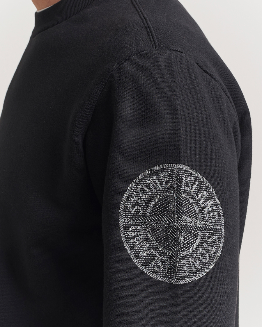 Hombres | Jerséis y prendas de punto | Stone Island | Garment Dyed Fleece Sleeve Logo Sweatshirt Black