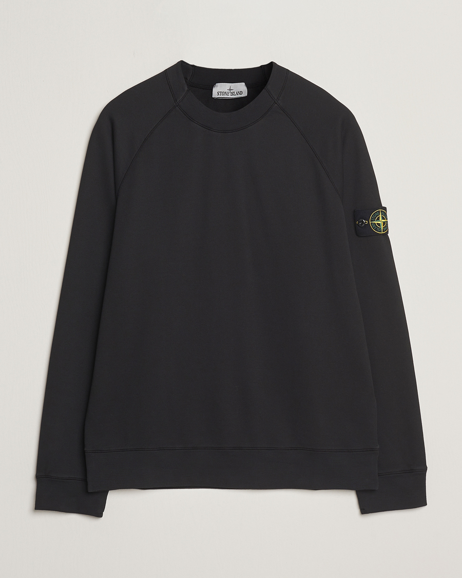 Hombres | Jerséis y prendas de punto | Stone Island | Light Organic Cotton Fleece Sweatshirt Black