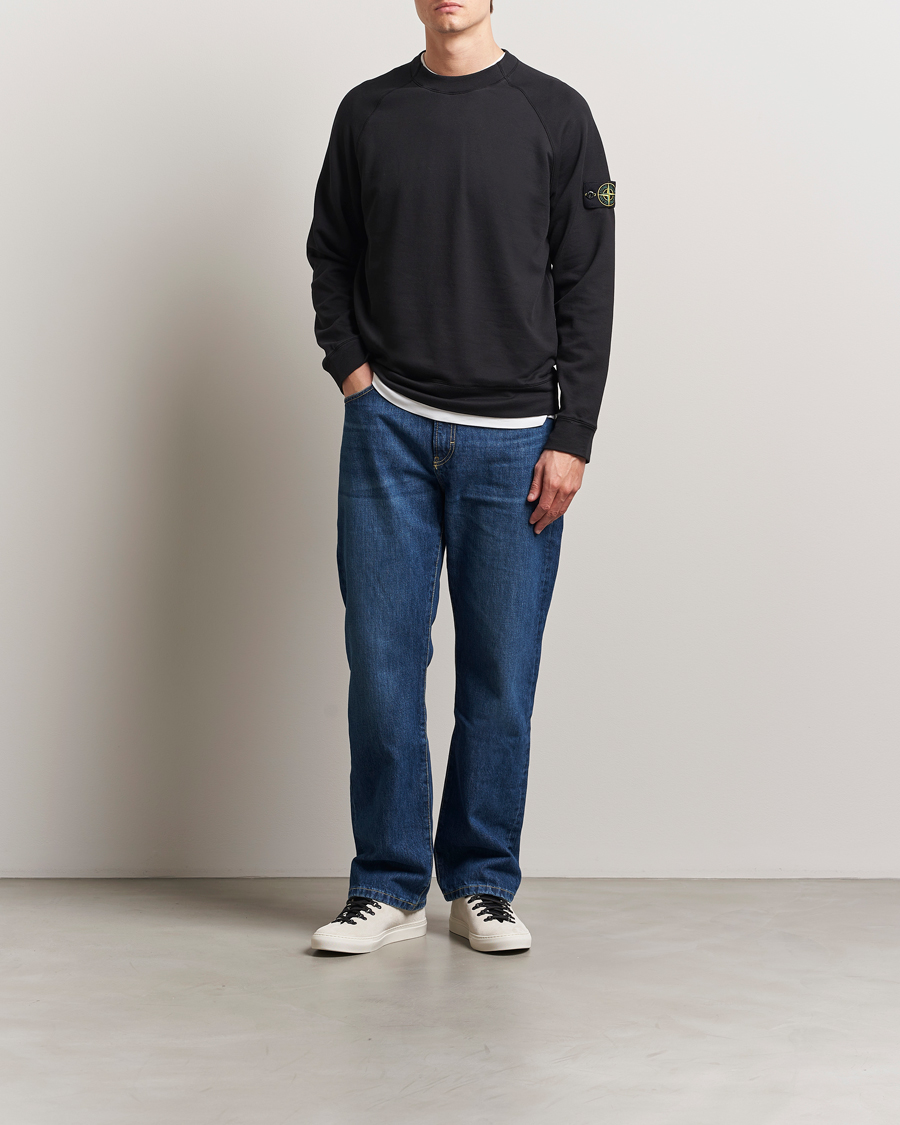 Hombres | Jerséis y prendas de punto | Stone Island | Light Organic Cotton Fleece Sweatshirt Black