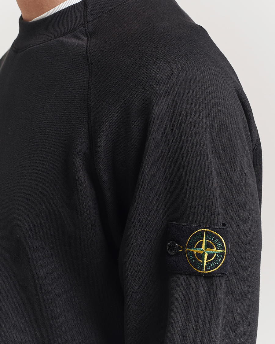 Hombres | Jerséis y prendas de punto | Stone Island | Light Organic Cotton Fleece Sweatshirt Black