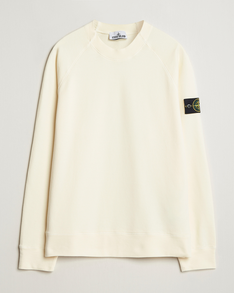 Hombres | Jerséis y prendas de punto | Stone Island | Light Organic Cotton Fleece Sweatshirt Ivory