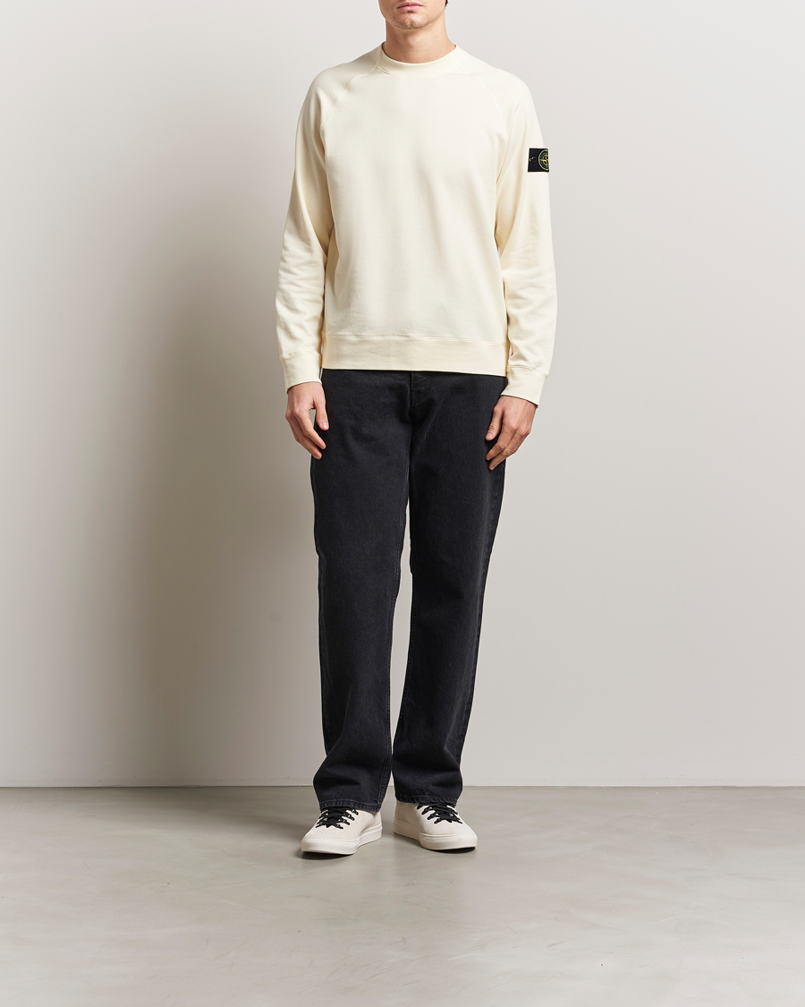 Hombres | Jerséis y prendas de punto | Stone Island | Light Organic Cotton Fleece Sweatshirt Ivory