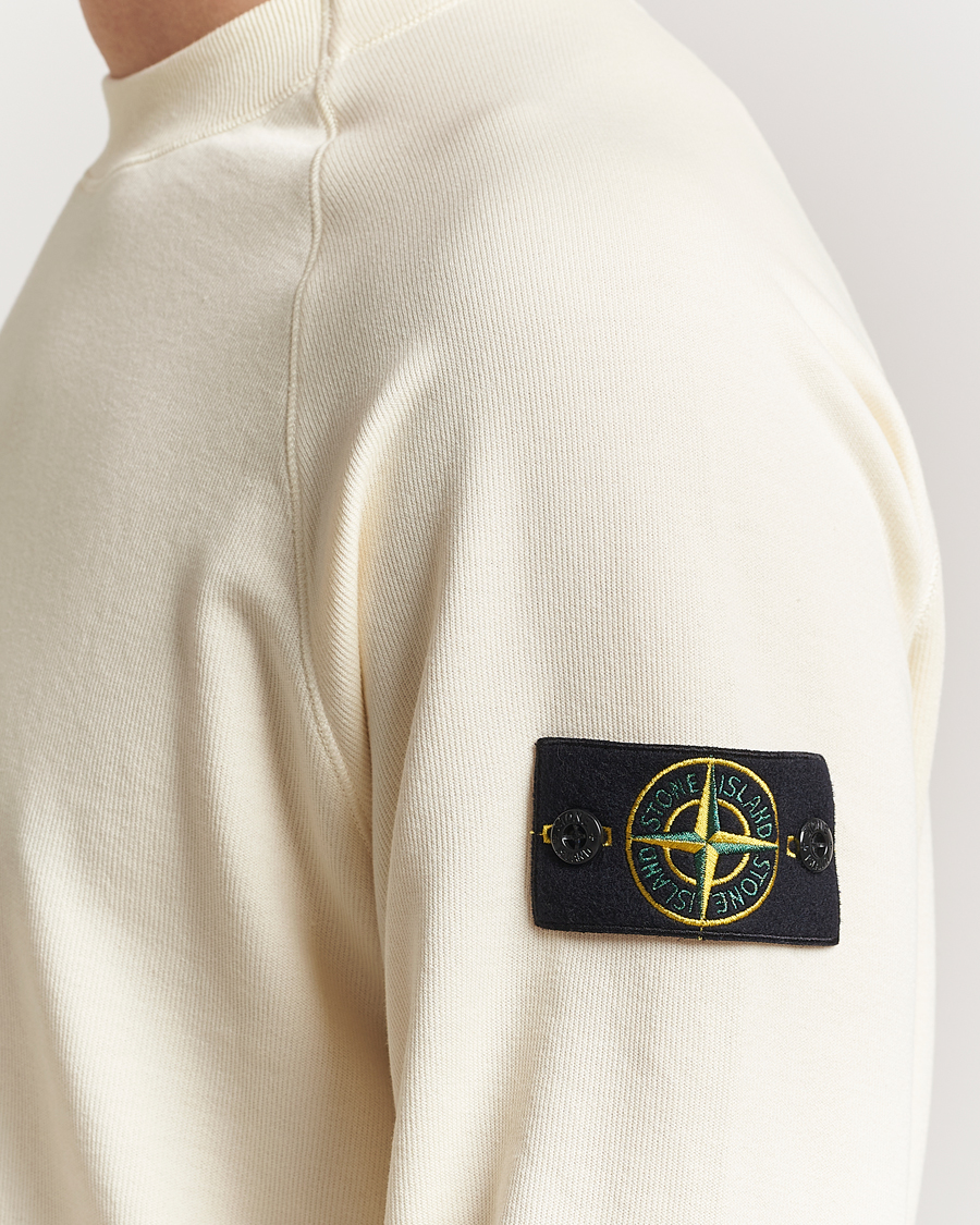 Hombres | Jerséis y prendas de punto | Stone Island | Light Organic Cotton Fleece Sweatshirt Ivory