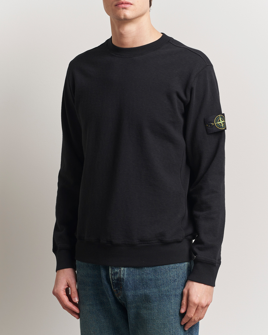Hombres | Jerséis y prendas de punto | Stone Island | Old Dyed Cotton Sweatshirt Black