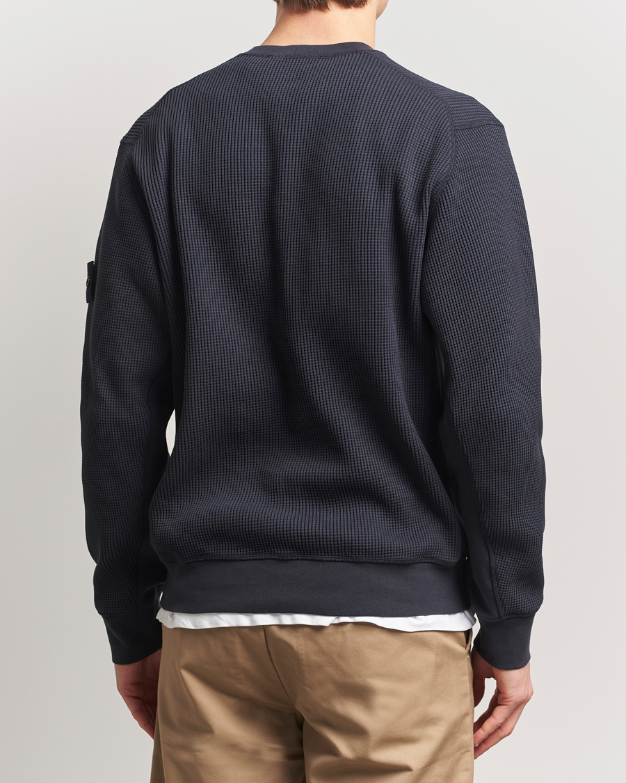 Hombres | Jerséis y prendas de punto | Stone Island | Organic Cotton Waffle Fleece Sweatshirt Navy Blue