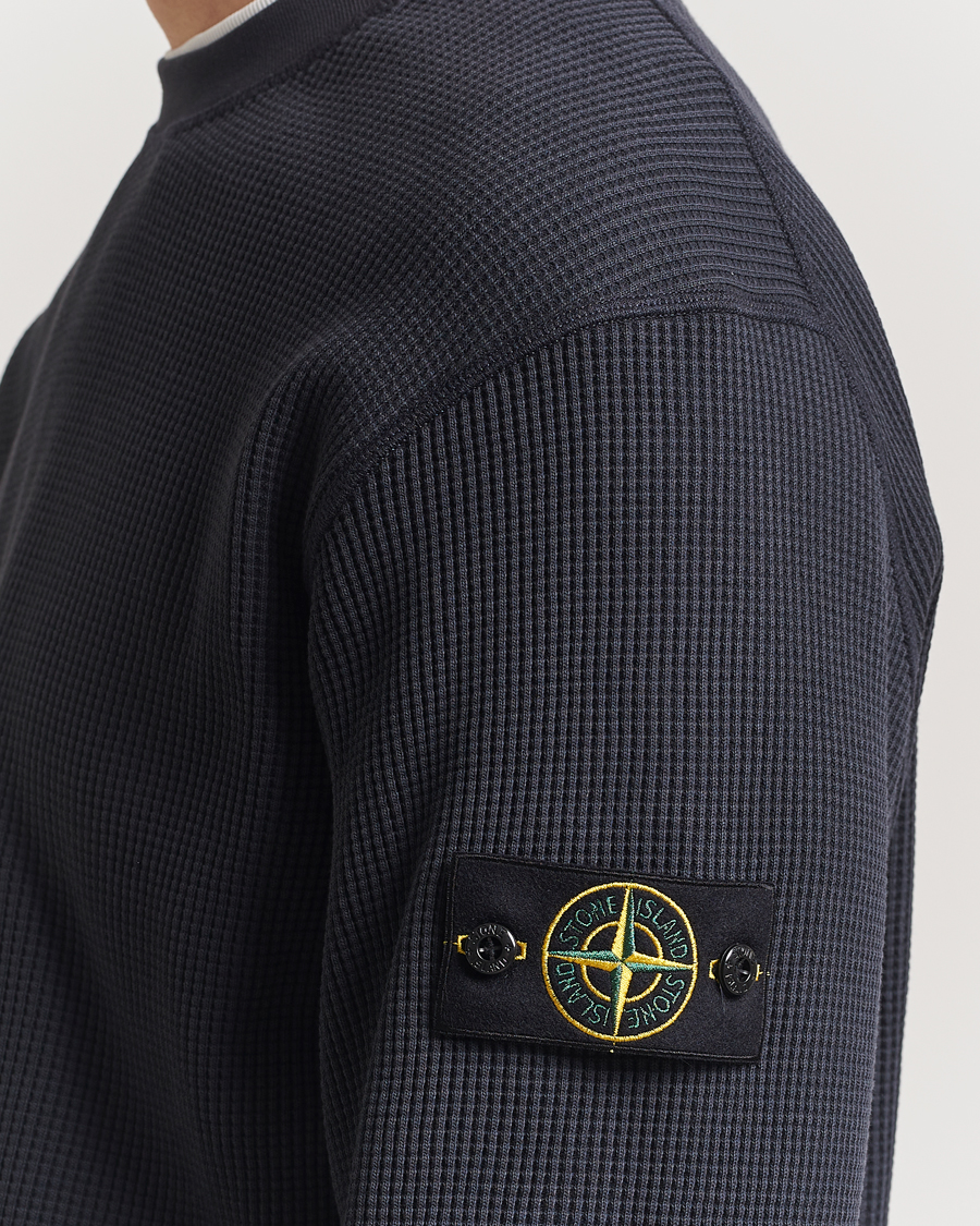 Hombres | Jerséis y prendas de punto | Stone Island | Organic Cotton Waffle Fleece Sweatshirt Navy Blue