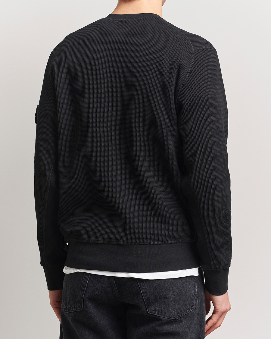Hombres | Jerséis y prendas de punto | Stone Island | Organic Cotton Waffle Fleece Sweatshirt Black