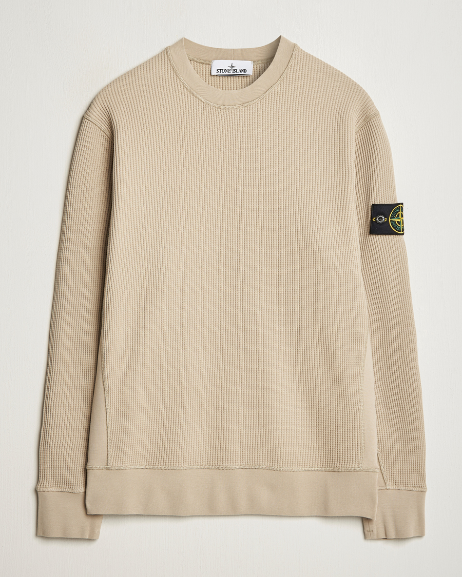 Hombres | Jerséis y prendas de punto | Stone Island | Organic Cotton Waffle Fleece Sweatshirt Desert