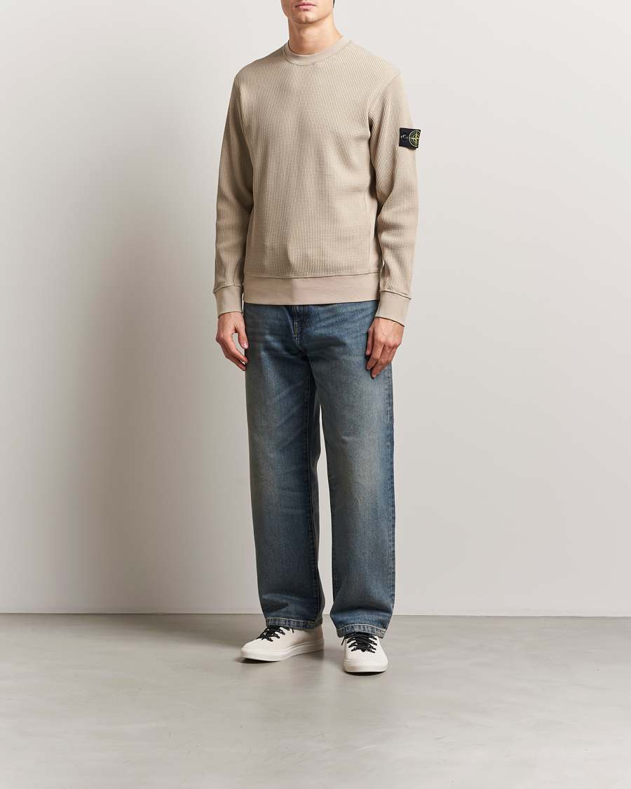 Hombres | Jerséis y prendas de punto | Stone Island | Organic Cotton Waffle Fleece Sweatshirt Desert