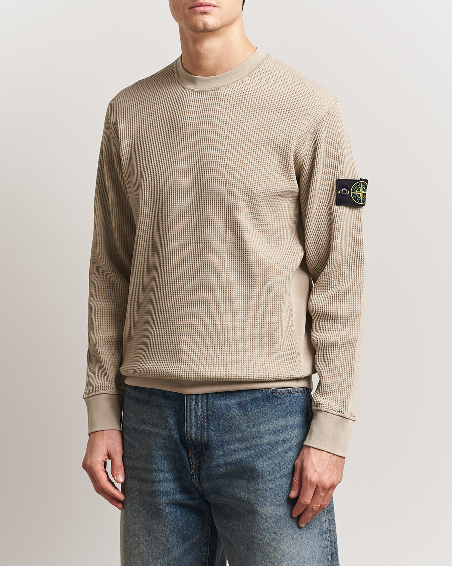 Hombres | Jerséis y prendas de punto | Stone Island | Organic Cotton Waffle Fleece Sweatshirt Desert
