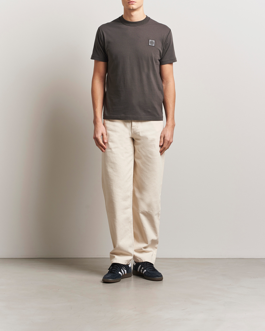 Hombres | Camisetas | Stone Island | Organic Cotton Fissato Effect T-Shirt Charcoal