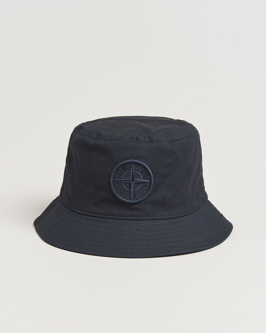 Hombres | Stone Island Logo Bucket Hat Navy Blue | Stone Island | Logo Bucket Hat Navy Blue