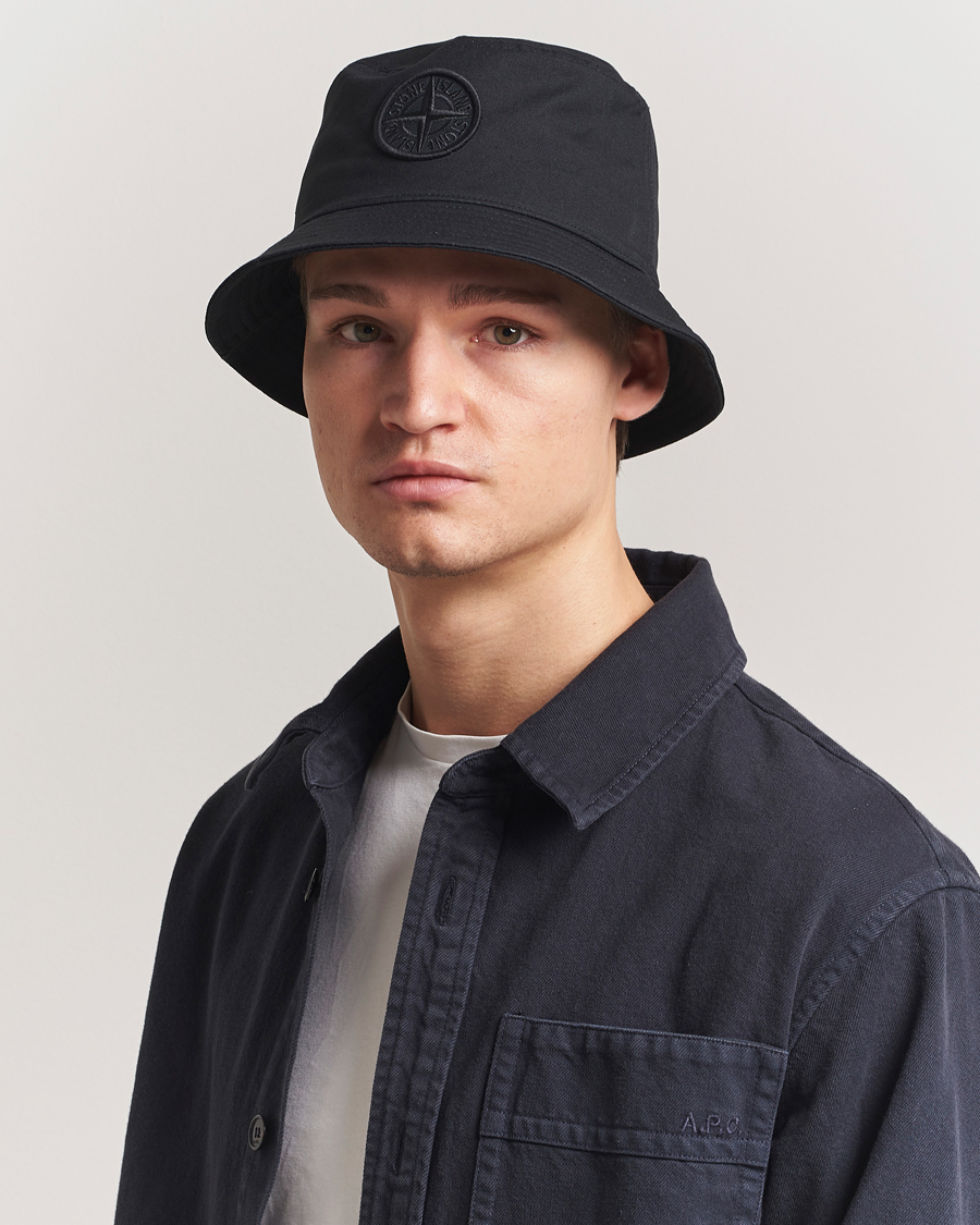 Hombres | Stone Island Logo Bucket Hat Black | Stone Island | Logo Bucket Hat Black