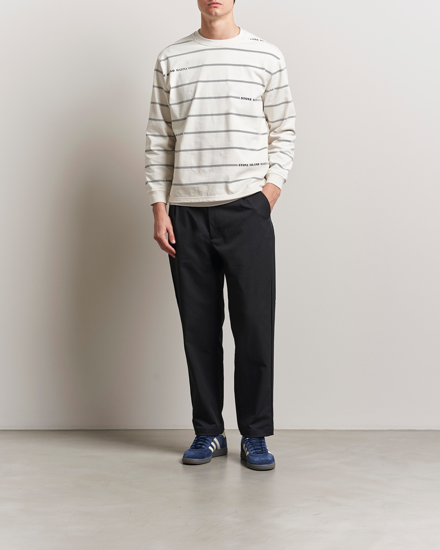 Hombres | Jerséis y prendas de punto | Stone Island | Marina Striped Cotton Sweatshirt Ivory