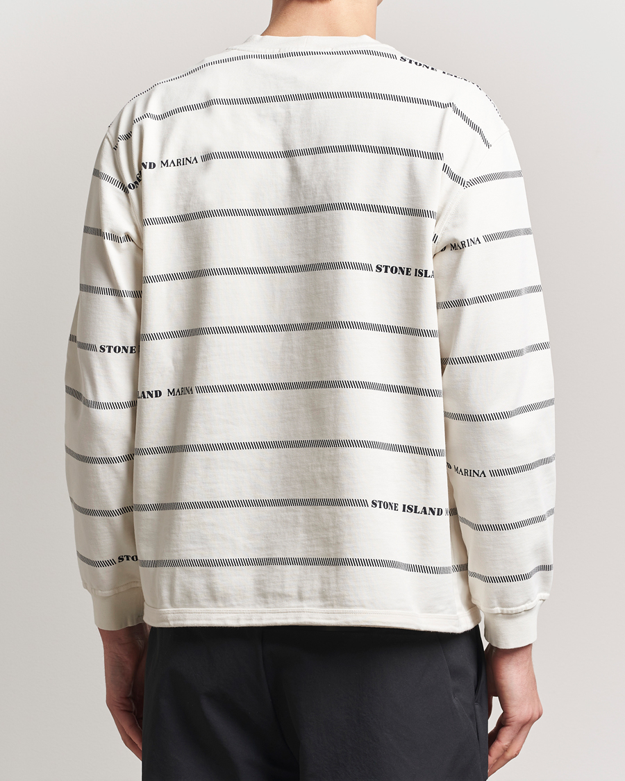 Hombres | Jerséis y prendas de punto | Stone Island | Marina Striped Cotton Sweatshirt Ivory
