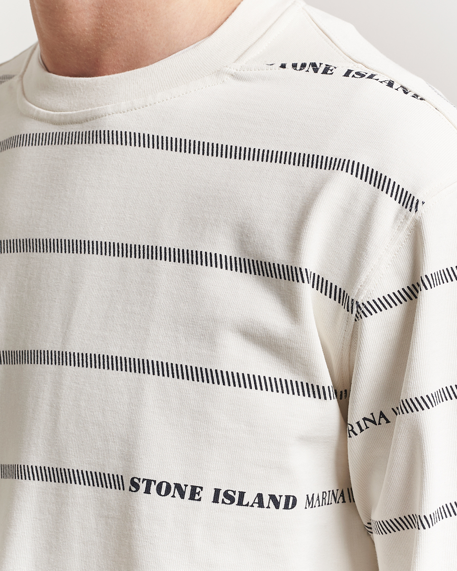 Hombres | Jerséis y prendas de punto | Stone Island | Marina Striped Cotton Sweatshirt Ivory