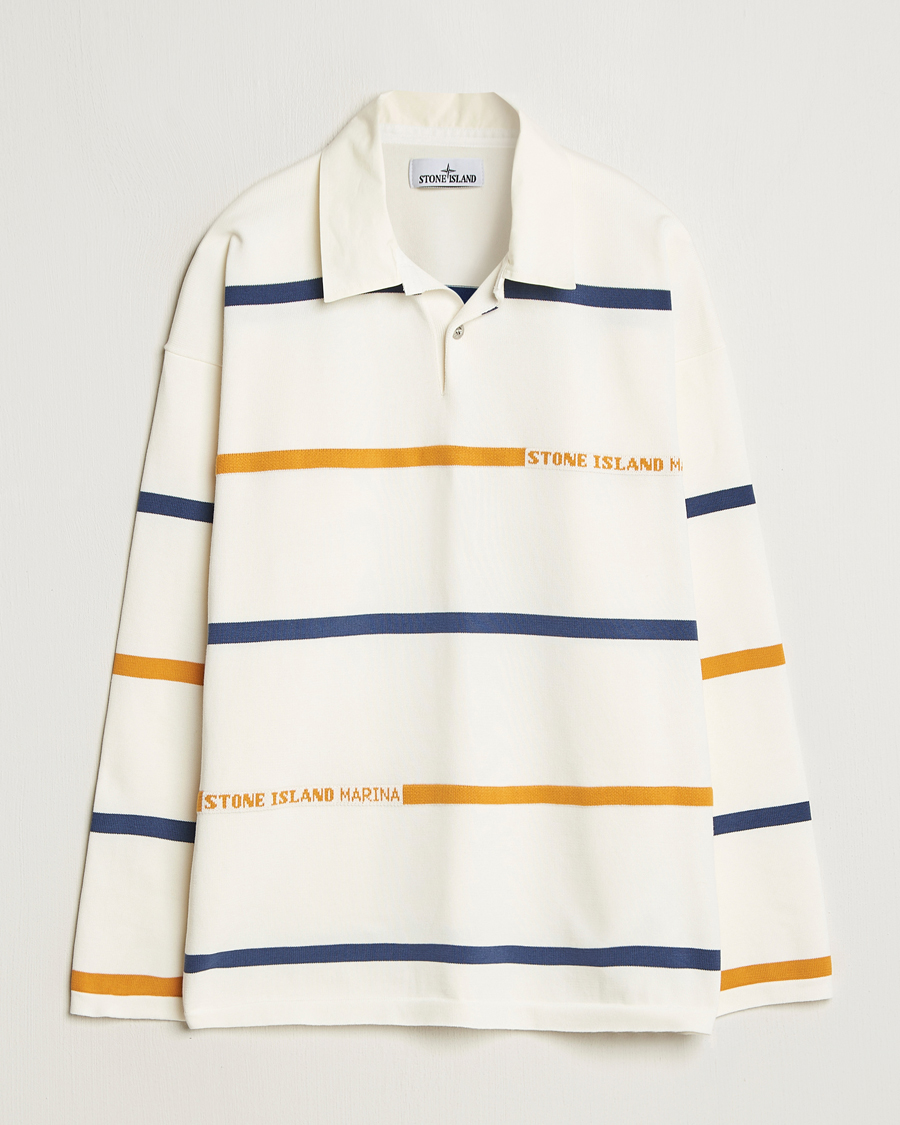 Hombres | Jerséis y prendas de punto | Stone Island | Marina Striped Cotton Rugby Ivory