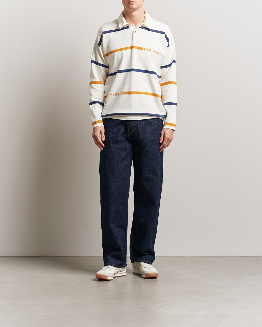 Hombres | Jerséis y prendas de punto | Stone Island | Marina Striped Cotton Rugby Ivory