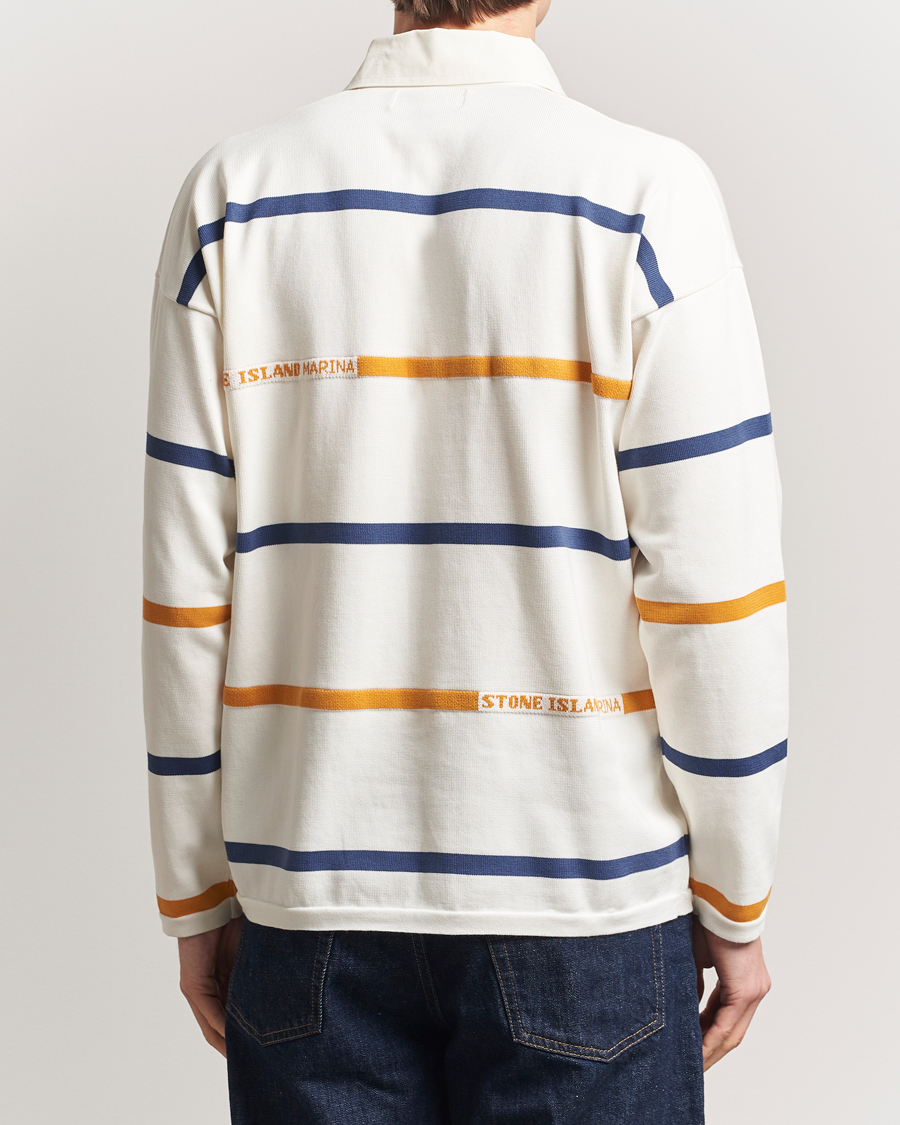 Hombres | Jerséis y prendas de punto | Stone Island | Marina Striped Cotton Rugby Ivory